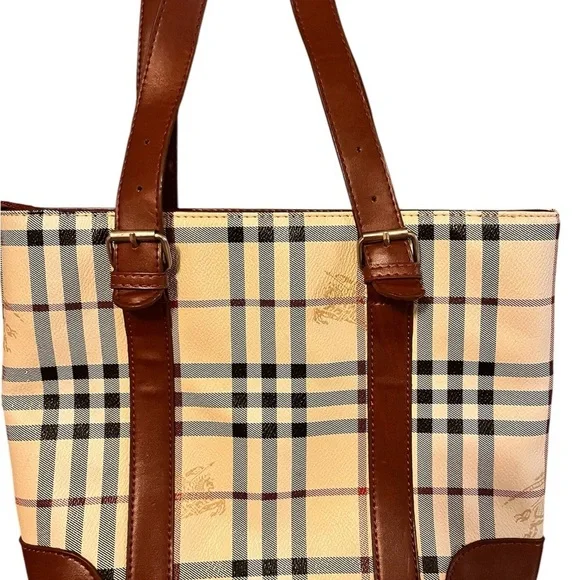 Burberry Tan and Brown Checkered Women's Bag real leather - Picture 3 of 4